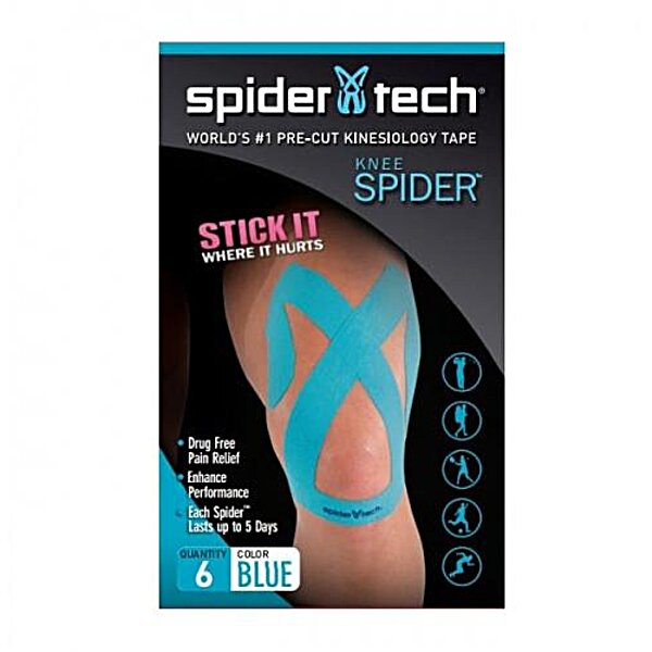 Кинезиологический тейп (пластырь) Spider для колена, 6 шт (Spider Tech)