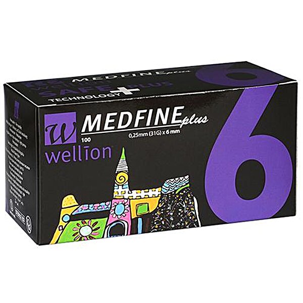 Універсальні голки Wellion MEDFINE plus для інсулінових шприц - ручок 6мм ( 31G x 0,25 мм )
