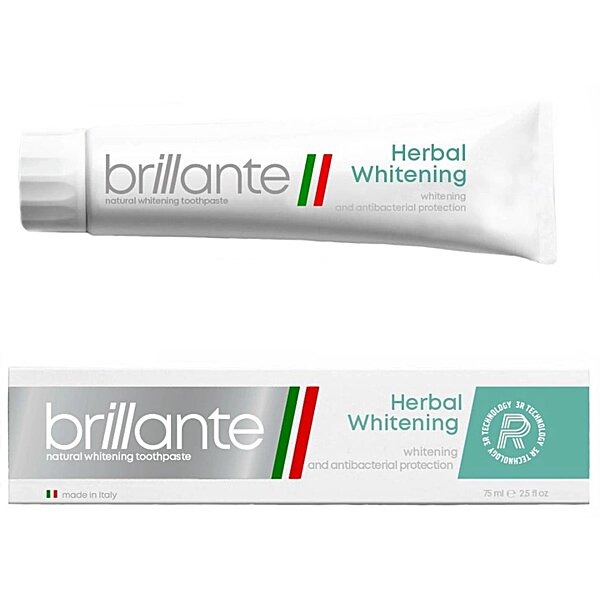 Зубна паста Brillante Herbal Whitening відбілююча антибактеріальна, 75 мл