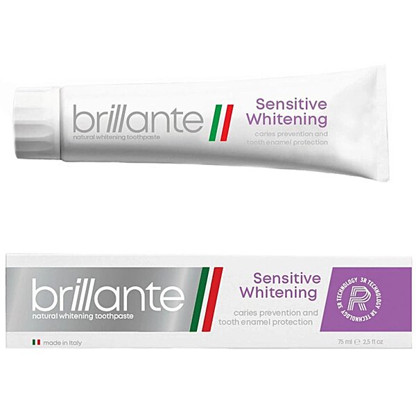 Зубна паста Brillante Sensitive Whitening профілактика карієсу, 75 мл 