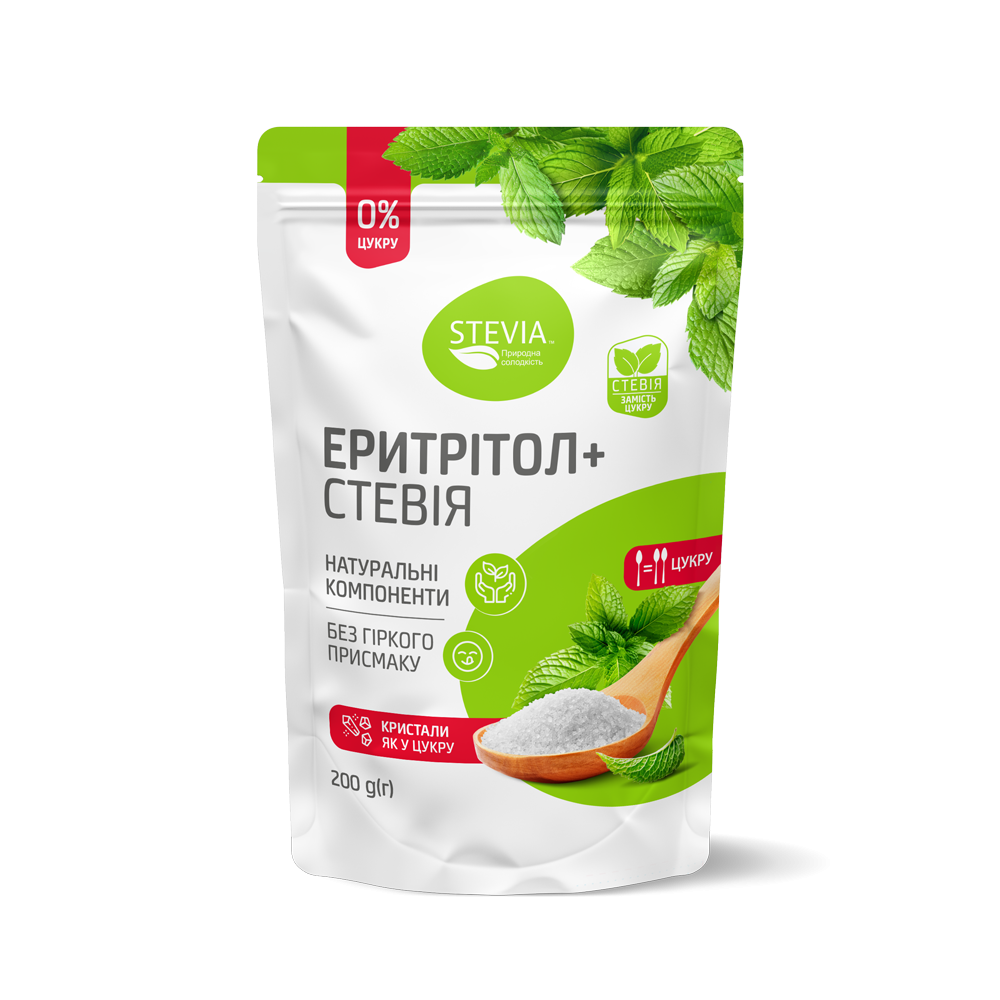 Сахарозаменитель Stevia Эритритол + Стевия, 200 г - купить в Киеве и ...