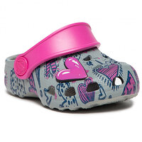 Детские анатомические сабо Coqui 8701 Mid. grey/Fuchsia love + amulet (Чехия)