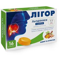 Льодяники Лігор з цукром Імбир та куркума 16 шт (Україна)
