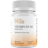 Вітаміни D3+K2 My Nutri Week 5000 МО, 60 капсул (Україна)