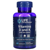 Витамины D и K с морским йодом Life Extension 60 капсул