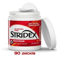 Очищающие диски Stridex против акне без спирта, 90 шт.