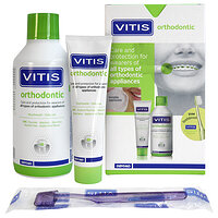VITIS ORTHODONTIC НАБОР: зубная паста 100 мл + ополаски 500 мл + щетка V.ORTHODONTIC в подарок DENTAID (Испания)