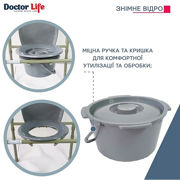 Стілець туалетний складаний сталевий Doctor Life (Україна) 12627