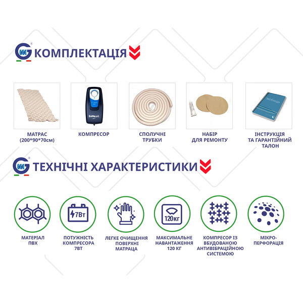 Протипролежневий комірчастий матрац GMA 5 із компресором Gi-emme (Італія)
