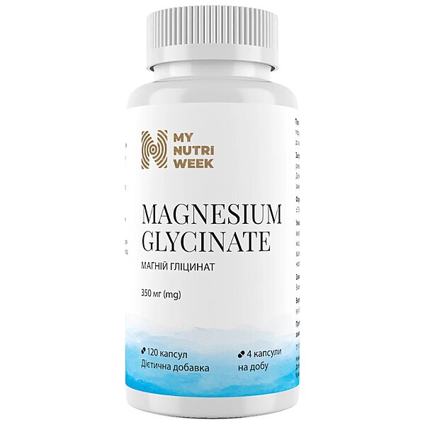 Магній гліцинат, Magnesium Glycinate, My Nutri Week, Biotus, 350 мг, 120 капсул (Україна)