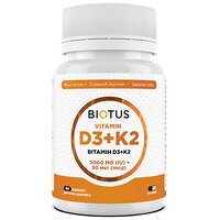 Витамины D3+K2, Vitamins D3+K2, 5000 МO/50 мкг, 60 капсул, Biotus (Украина)
