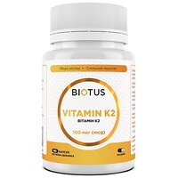 Витамин К2-менахинон-7, Vitamin K2 MK-7, Biotus, 100 мкг, 60 капсул (Украина)
