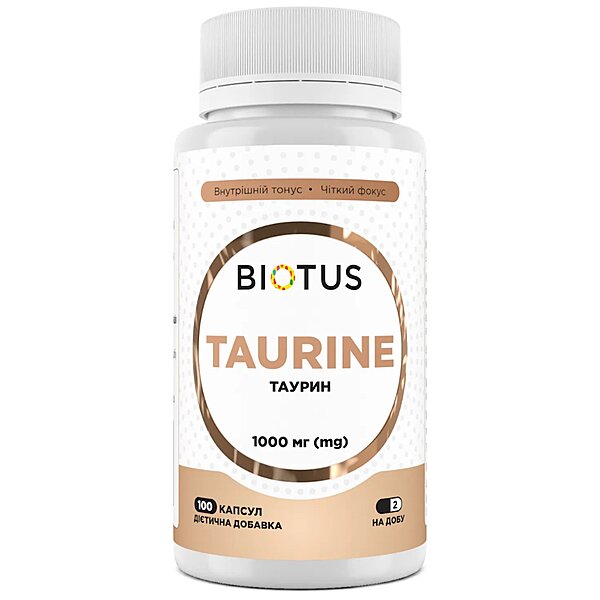 Таурін, Taurine, Biotus, 1000 мг, 100 капсул (Україна)