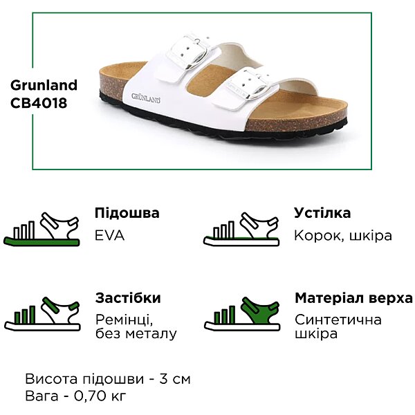 Характеристики Шльопанці анатомічні жіночі Grunland Sara CB4018 (Італія)
