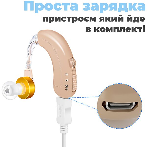 Слуховой аппарат (усилитель слуха) Axon C-109 аккумулятор + регулировка громкости