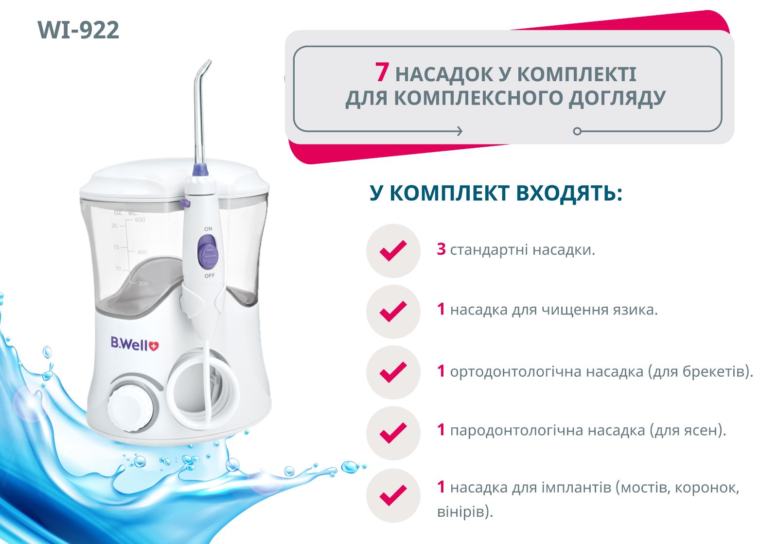 Стационарный ирригатор для полости рта WI-922 B.Well - купить в Киеве и ...