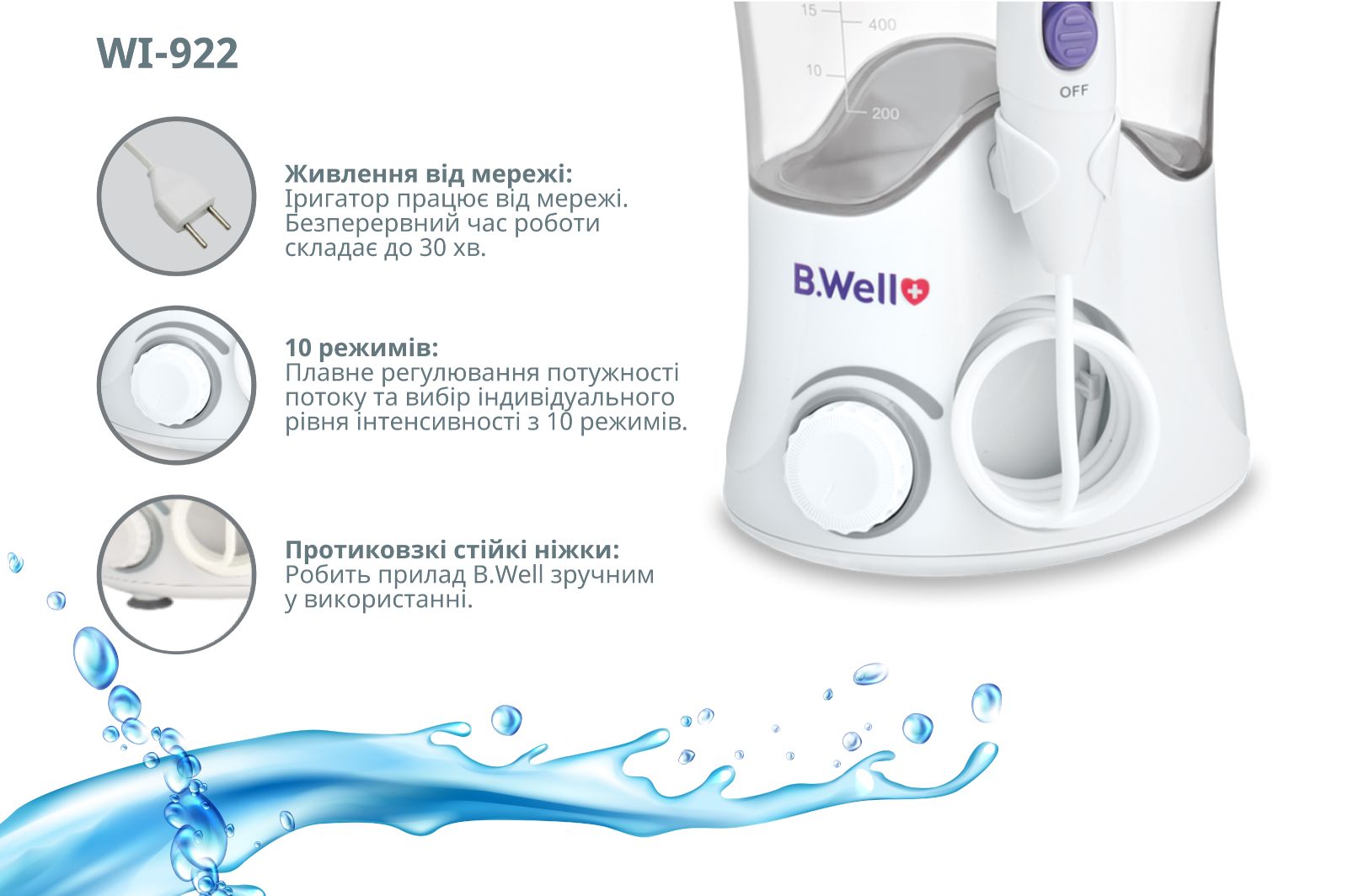 Стационарный ирригатор для полости рта WI-922 B.Well - купить в Киеве и ...